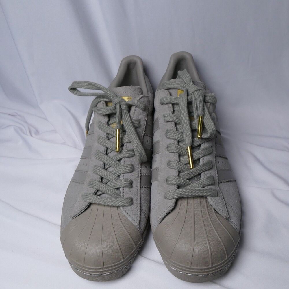 adidas Mi Superstar B94463 Women’s 7.5 Gray Suede Gold Shell Toe